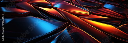 Abstract Pentagon Shape Blue Red Yellow Colours On Black Background photo