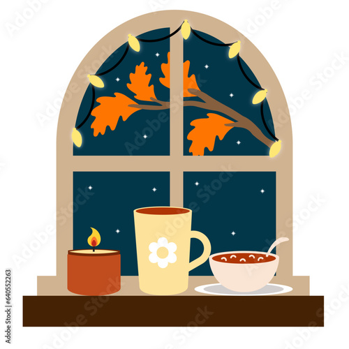autumn view behind the window