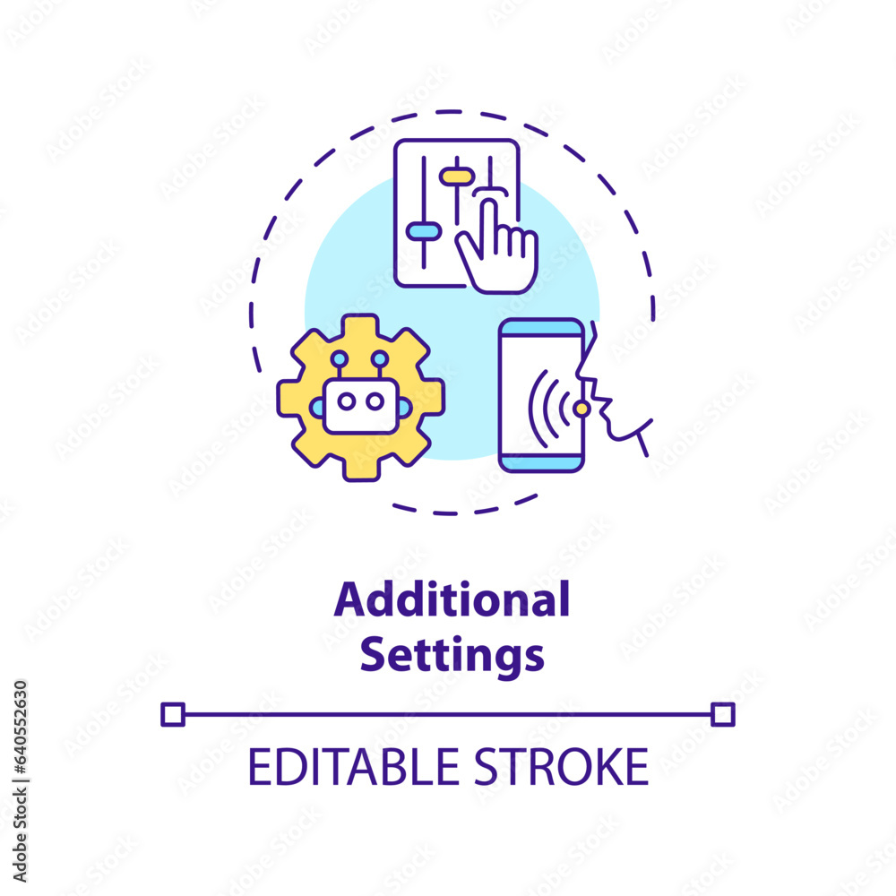 2D editable additional settings thin line icon concept, isolated vector, multicolor illustration representing voice assistant.