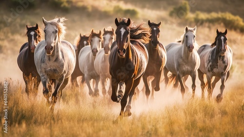 Wild Horses Running Free. AI generated © PandaStockArt