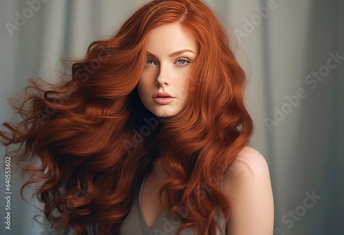 Fototapeta Beautiful woman with red hair