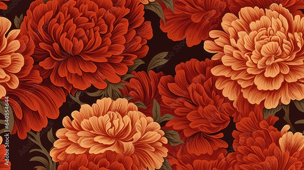 Chernobrivtsi autumn flowers seamless pattern Also great as a versatile background or wallpaper.