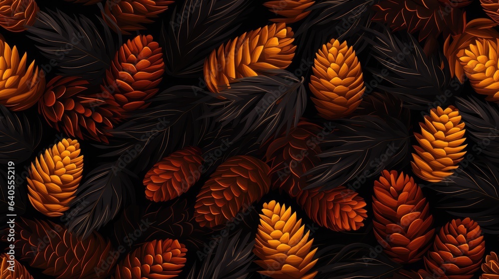 Fototapeta premium Fir cones seamless pattern Also great as a versatile background or wallpaper.