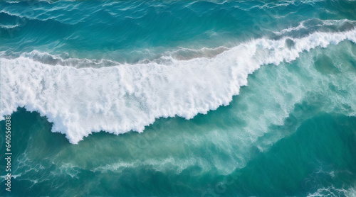 Aerial view of waves ocean water beach by Generative AI