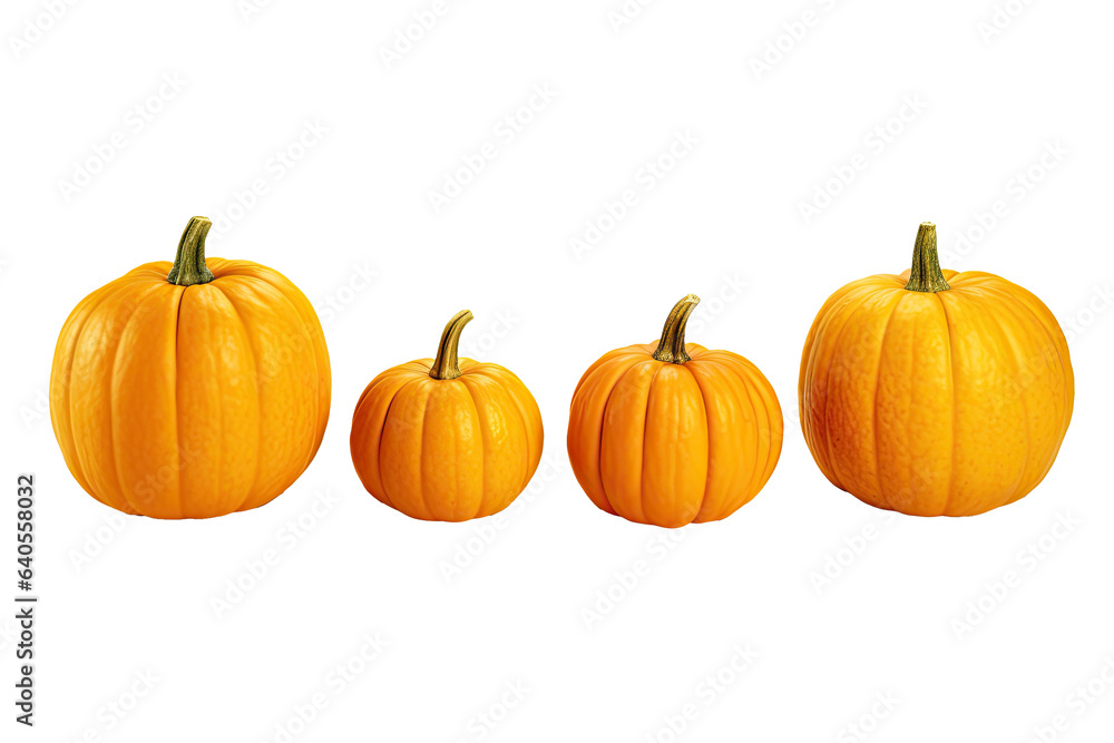 Orange Pumpkins set side view isolated on clean png background for Halloween festival day, fruit elements Orange Pumpkins set side view isolated on clean png background for Halloween festival day, fruit elements