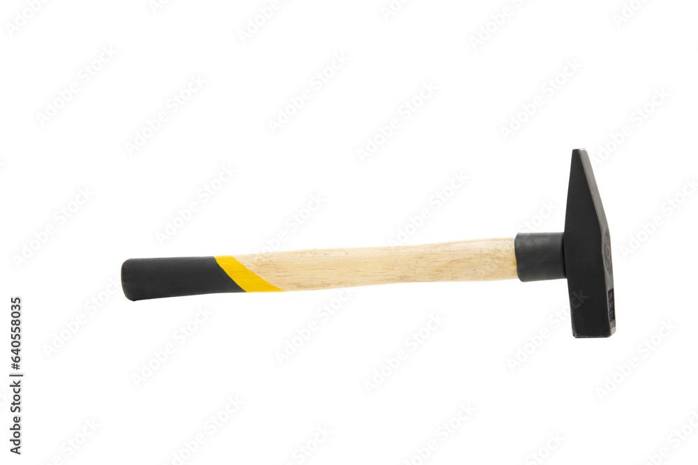 PNG, Hammer with wooden handle, isolated on white background PNG, Hammer with wooden handle, isolated on white background
