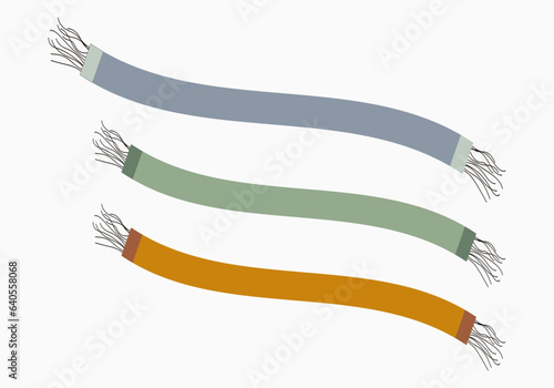 Icono de bufandas de color gris, verde y naranja.