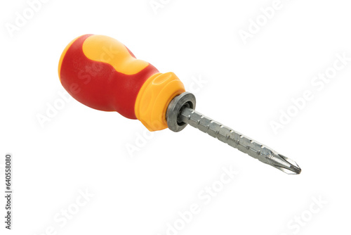 PNG, Screwdriver with red handle, isolated on white background