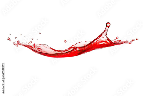 Red water swirl splash with little bubbles isolated on clear png background, liquid flowing in form of wave