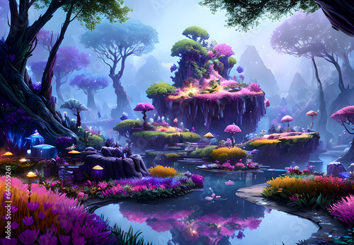 Fairy tale world fantasy landscape beautiful dream,Generative AI