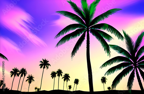 Palm trees fabulous landscape   Generative AI