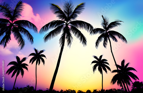 Palm trees fabulous landscape   Generative AI