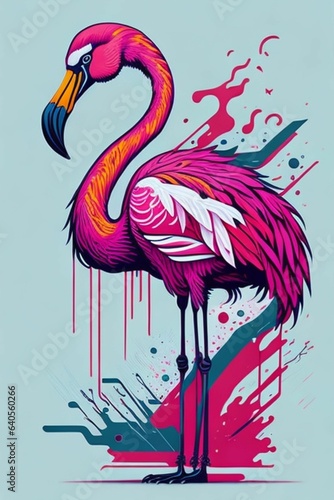 flamingo illustration for t-shirt design and fashion