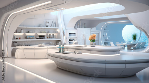 kitchen interior white tone modern futurist © EmmaStock
