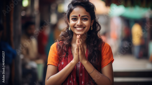 namaste smile Indian woman