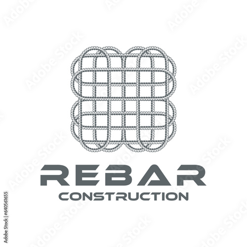 rebar concrete construction logo design vector. reinforcing steel, cast iron reinforcement, building and architecture company