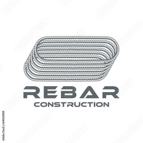 rebar concrete construction logo design. reinforcing steel, cast iron reinforcement, building company