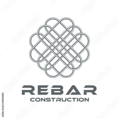 rebar concrete construction logo design. reinforcing steel, cast iron reinforcement, building and architecture company
