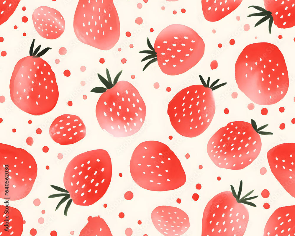 Strawberry watercolor hand drawn seamless pattern Strawberry watercolor hand drawn seamless pattern