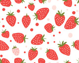Strawberry watercolor hand drawn seamless pattern