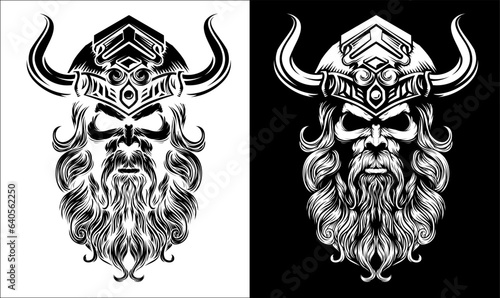 A Viking warrior or barbarian gladiator man mascot face looking strong wearing a helmet. In a retro vintage woodcut style.