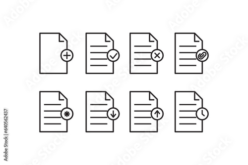 set of icons document line concept