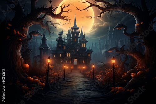 Playful 3D Halloween Scene with Adorable Elements.