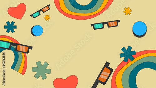 90s and 80s poster. We Love The 90's. Retro style textures and text mix. Aesthetic fashion background and eighties graphic. Pop and rock music party event template. Vintage vector poster, banner.