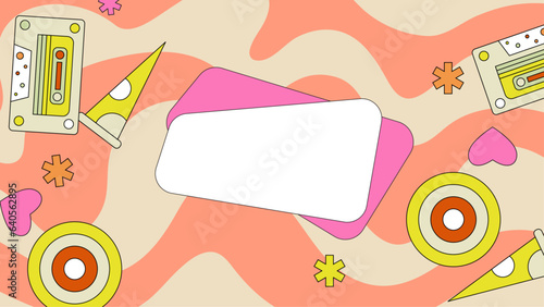 Back in to 90's. Forever young. The 90's style label. Let's go retro party 90's. Vector illustration.