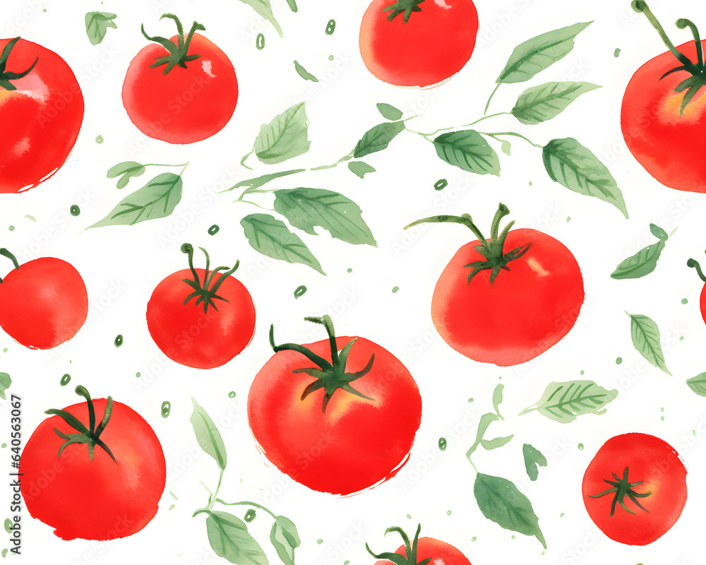 Tomato watercolor hand drawn seamless pattern Tomato watercolor hand drawn seamless pattern