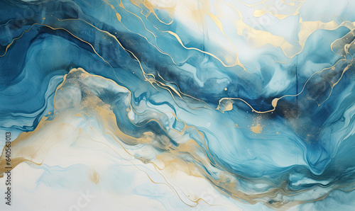 Wallpaper Mural Texture of watercolor paint. Spreading golden paint out wallpaper. For banner, postcard, book illustration. Created with generative AI tools Torontodigital.ca