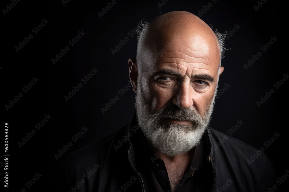65-year-old male's studio portrait, capturing his true essence as a senior man. Photo generative AI