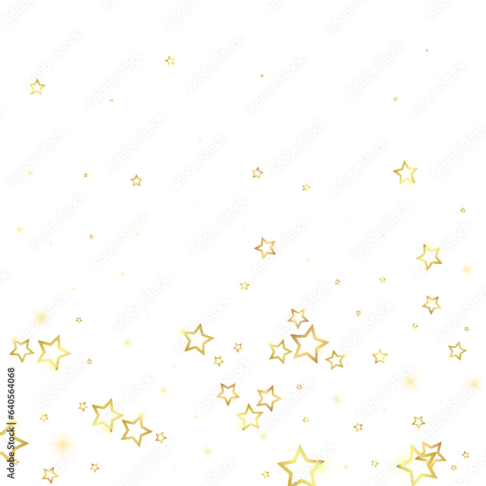 Christmas spirit. Scattered falling stars. Festive christmas confetty overlay template. Festive stars vector illustration on white background.