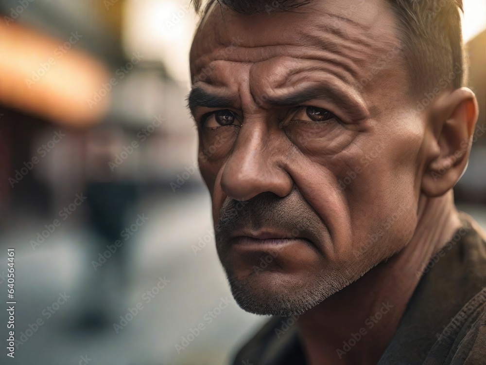 Brutal worker man face Brutal worker man face