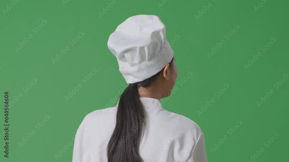 Close Up Back View Of Asian Woman Chef Walking And Looking Around In The Green Screen Background Studio
Close Up Back View Of Asian Woman Chef Walking And Looking Around In The Green Screen Background Studio