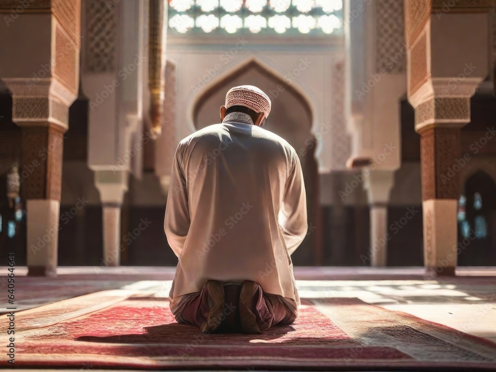 Religious Muslim man praying