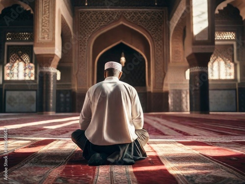 Religious Muslim man praying