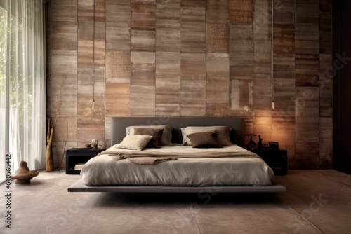 Elegant Haven with Luxurious Amenities  Inviting Hardwood Floors  Wood Walls  and Soft Beige Tones.