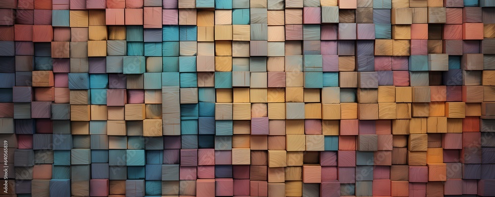 Kreative Holzwürfel-Wand: Farbenfrohe Raumgestaltung