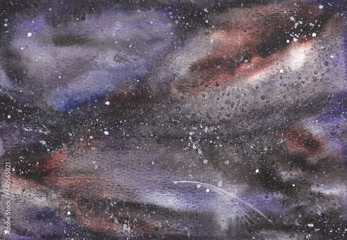 Abstract background of cosmic starry night sky, universe, galaxy. watercolor fantasy wallpaper