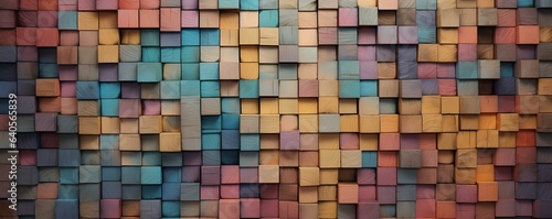 Kreative Holzw  rfel-Wand  Farbenfrohe Raumgestaltung
