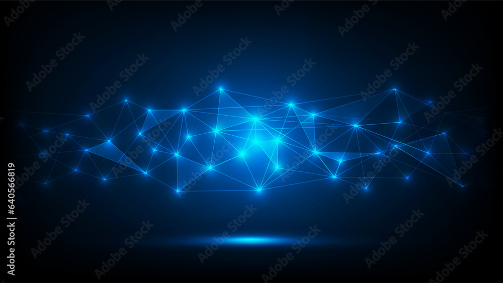 Abstract technology background with connecting dots and lines. Globalization Artificial intelligence (AI) network connection, digital technology and communication concept,Vector Illustration
