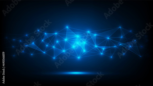 Abstract technology background with connecting dots and lines. Globalization Artificial intelligence (AI) network connection, digital technology and communication concept,Vector Illustration