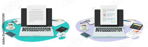 Exam online test quiz 3d vector graphic, writer create book essay content document modern illustration, questionnaire education table desk, digital virtual internet school, study course image clipart