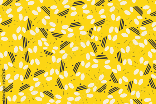 Minimalistic Bee Patterned Background. Swarm of Cut Yellow Bees. Vector Illustration. 