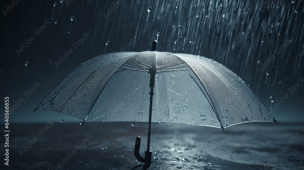 Rainy Resilience Transparent Umbrella Under Downpour