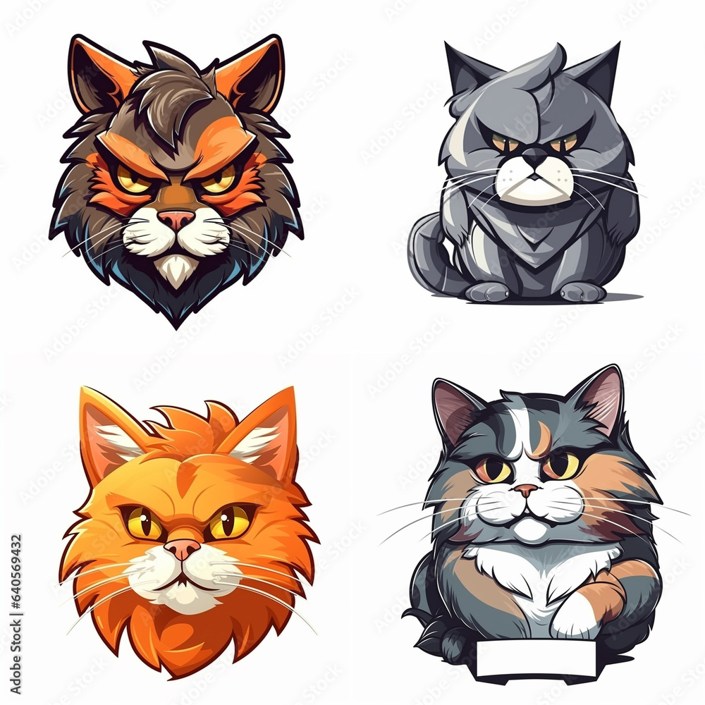 Cat painting style logo art sticker image. Generative AI Cat painting style logo art sticker image. Generative AI