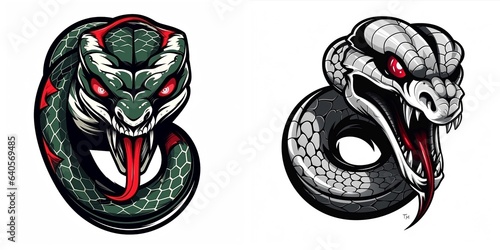 Snake painting style logo art sticker image. Generative AI