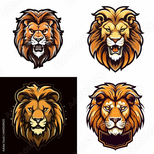 lion painting style logo art sticker image. Generative AI