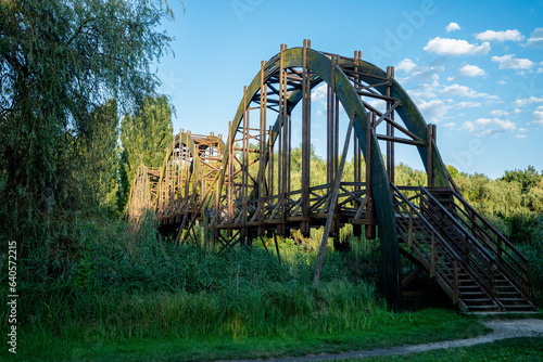 Wooden bridge in Kis Balaton National Park - Small Lake Balaton in Hungary photo